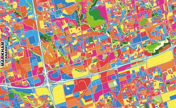 Markham Ontario Kanada Renkli Vektör Haritası — Stok Vektör