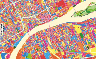 Windsor, Ontario, Canada, colorful vector map clipart