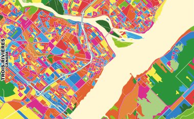 Trois-Rivieres, Quebec, Kanada, renkli vektör haritası