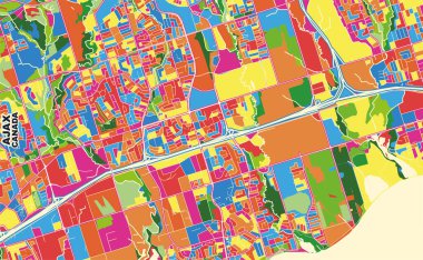 Ajax, Ontario, Kanada, renkli vektör haritası