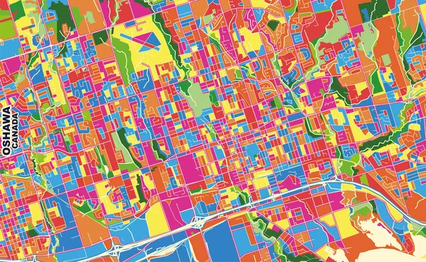 Oshawa Ontario Kanada Renkli Vektör Haritası — Stok Vektör