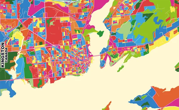 Kingston Ontario Kanada Renkli Vektör Haritası — Stok Vektör