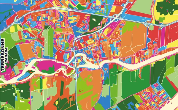 Terrebonne, Quebec, Kanada, renkli vektör haritası