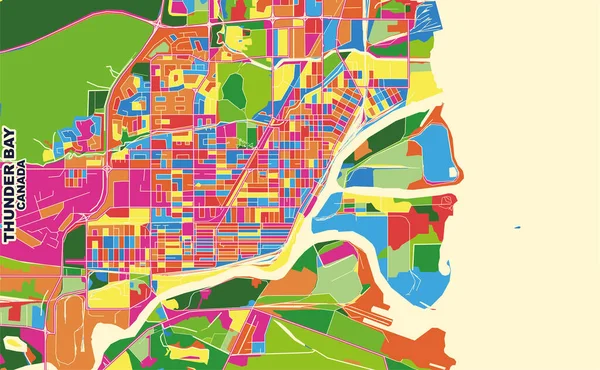 Thunder Bay Ontario Kanada Renkli Vektör Haritası — Stok Vektör