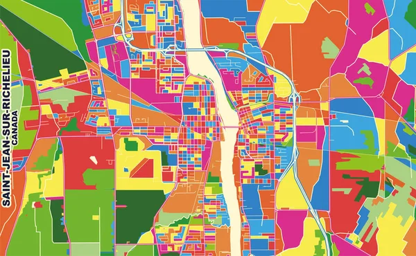 Saint Jean Sur Richelieu Quebec Kanada Renkli Vektör Haritası — Stok Vektör