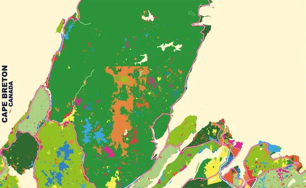 Cape Breton Nova Escócia Canadá Mapa Vetorial Colorido —  Vetores de Stock