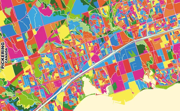 Pickering Ontario Kanada Renkli Vektör Haritası — Stok Vektör