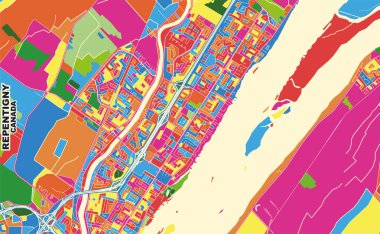 Tövbe, Quebec, Kanada, renkli vektör haritası