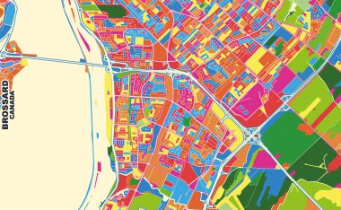 Brossard, Quebec, Kanada, renkli vektör haritası