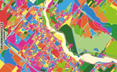 Drummondville, Quebec, Kanada, renkli vektör haritası