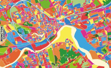 Moncton, New Brunswick, Kanada, renkli vektör haritası