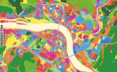 Fredericton, New Brunswick, Kanada, renkli vektör haritası