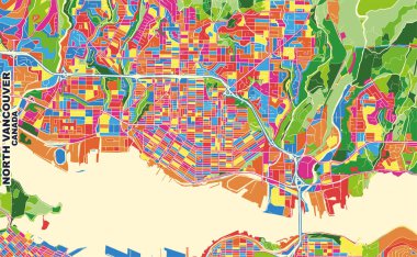 Kuzey Vancouver, British Columbia, Kanada, renkli vektör haritası