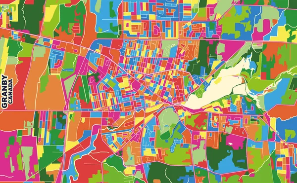 Granby Quebec Kanada Renkli Vektör Haritası — Stok Vektör