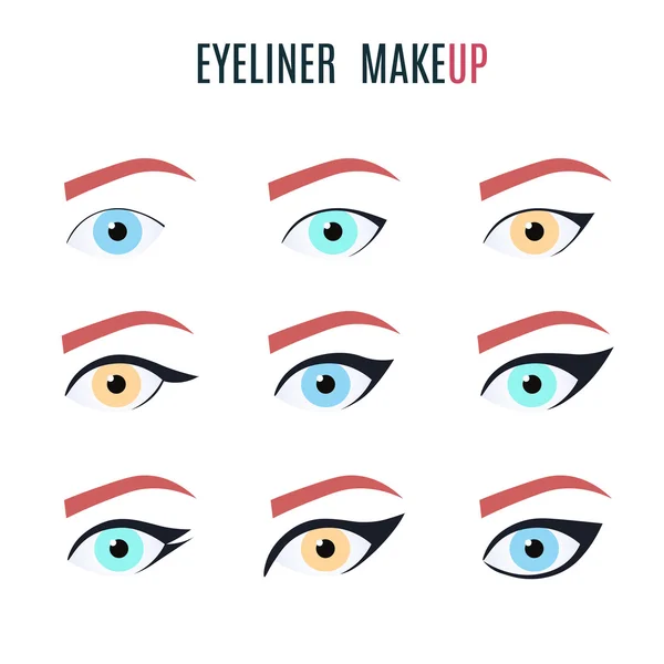 Eyeliner make up types — Stock Vector