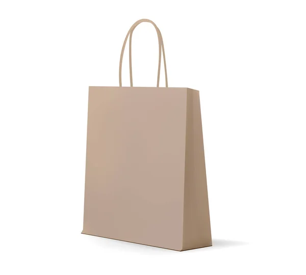 Пустой крафт Brown Shopping Bag для рекламы и брендинга. Пакет-макет. Векторная миграция . — стоковый вектор