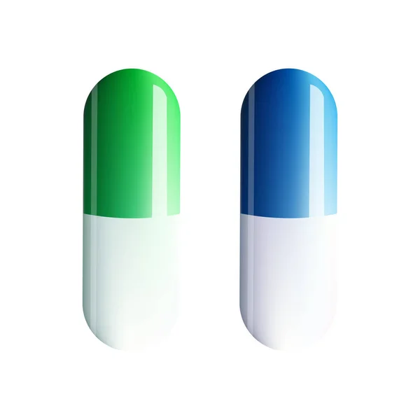 Pilules et capsules médicinales colorées. Ensemble vectoriel. Objets isolés — Image vectorielle