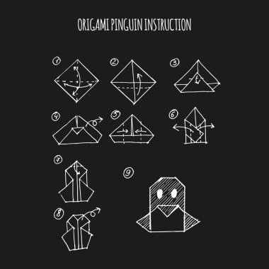 Penguen origami adım adım talimat