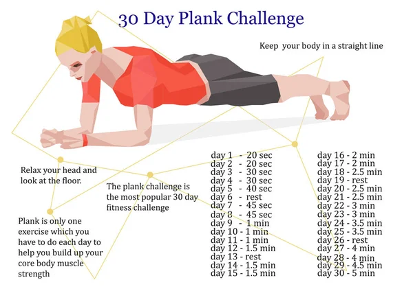30 Tage Plank Challenge Infografik — Stockvektor
