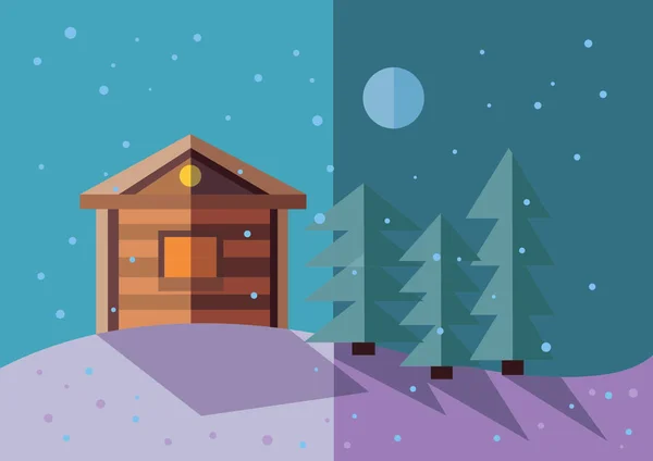 Paisaje de invierno. ilustración plana — Vector de stock