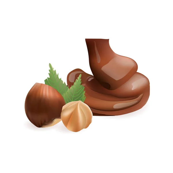 与液体巧克力榛子 — 图库矢量图片