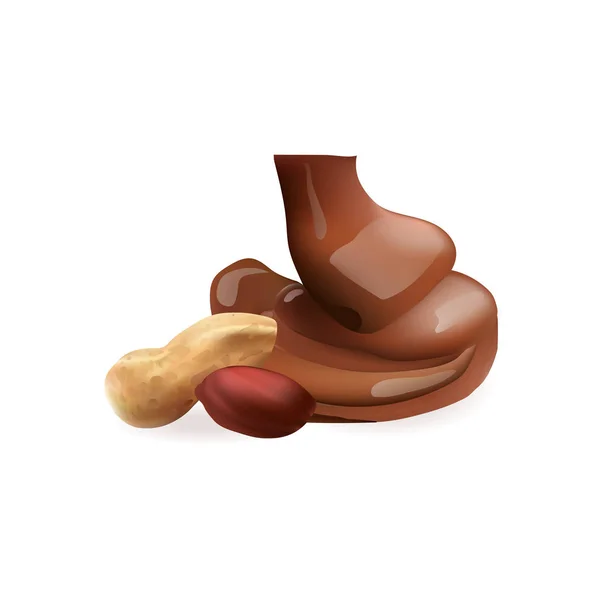 Jordnötter med smält choklad — Stock vektor
