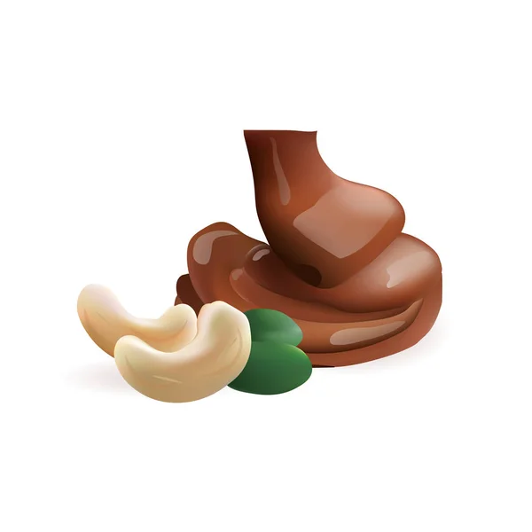 Anacardo con chocolate líquido — Vector de stock