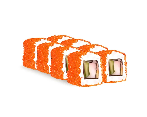 Sushi roule des icônes vectorielles. Alimentation menu japonais, riz et fruits de mer.Alimentation asiatique . — Image vectorielle