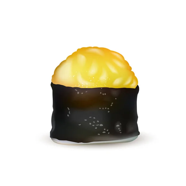 Icono de vector de rollo de sushi. Comida japonesa, arroz y mariscos. Comida asiática . — Vector de stock