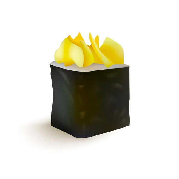 Icono de vector de rollo de sushi. Comida japonesa, arroz y mariscos. Comida asiática . — Vector de stock