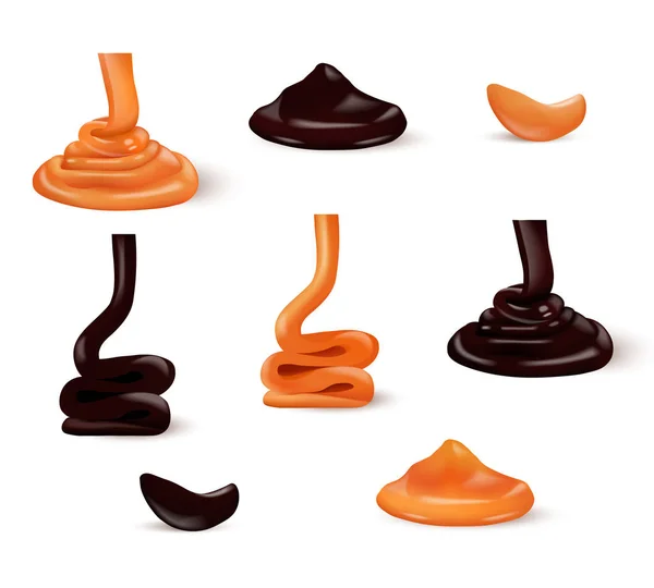 Caramel liquide et chocolat — Image vectorielle