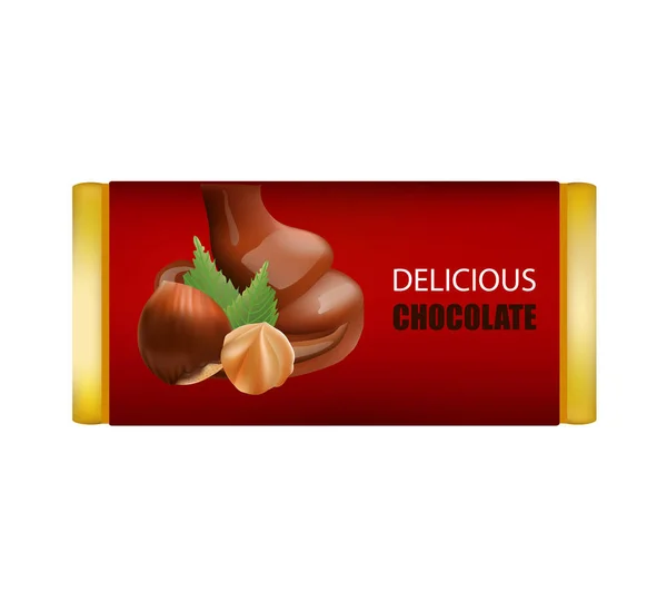 Chocolate Bar with Nuts Isolated — Stock Vector