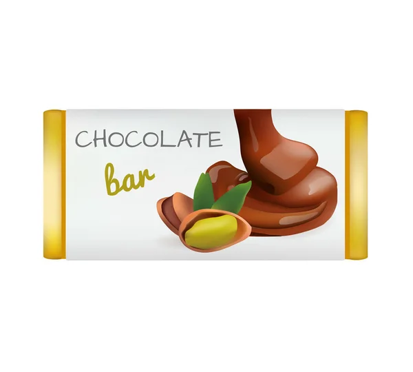 Chocolate Bar com nozes isoladas — Vetor de Stock