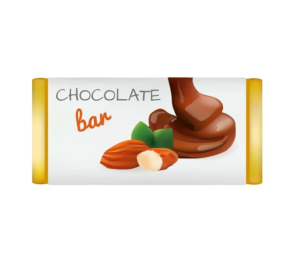 Шоколадный батончик с орехами — стоковый вектор
