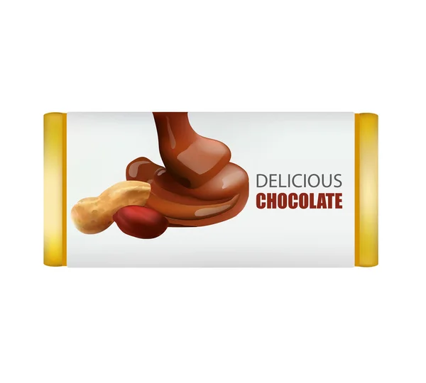 Шоколадный батончик с орехами — стоковый вектор