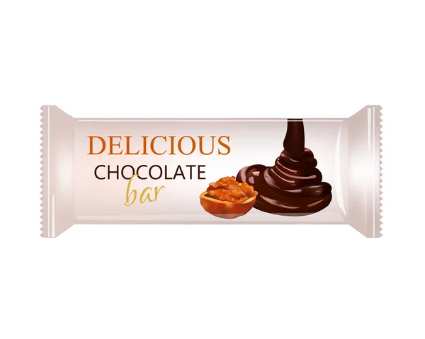 Σοκολάτα Bar με Nuts απομονωθεί σε λευκό — Διανυσματικό Αρχείο
