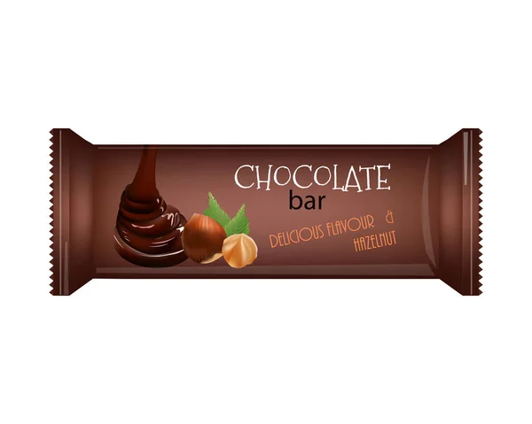 Chocolate Bar con Nueces Aislado en Blanco — Vector de stock