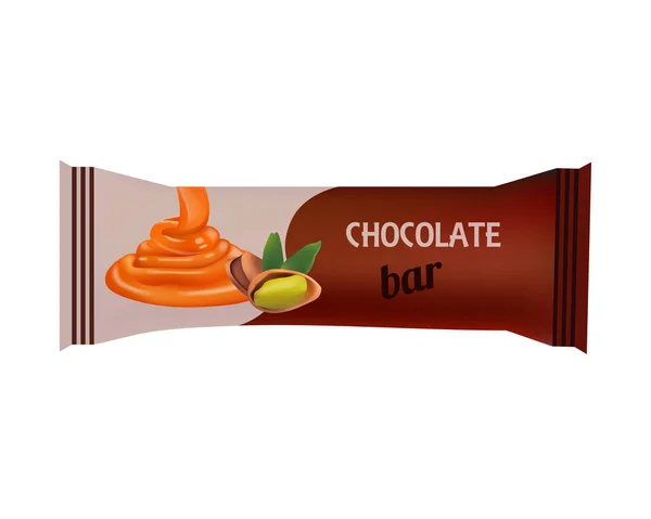 Barra de chocolate isolada em branco — Vetor de Stock