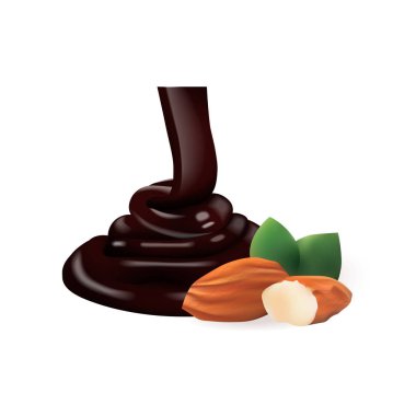 Badem ile sıvı çikolata