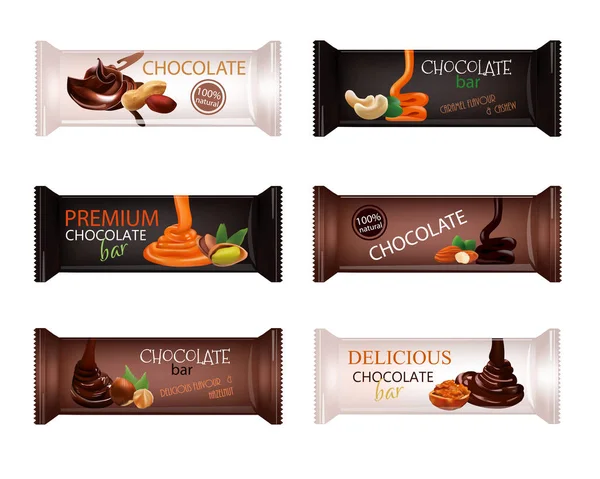 Σοκολάτα Bar με Nuts απομονωθεί σε λευκό — Διανυσματικό Αρχείο