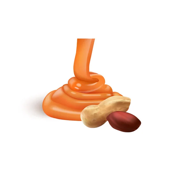 Erdnuss und Karamell 3D-Vektorillustration — Stockvektor