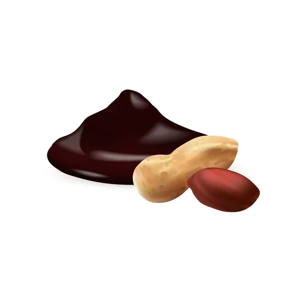 Arašídy s čokoládou. 3D vektorové ilustrace — Stockový vektor
