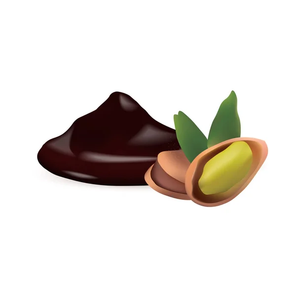 阿月浑子与液体巧克力 — 图库矢量图片