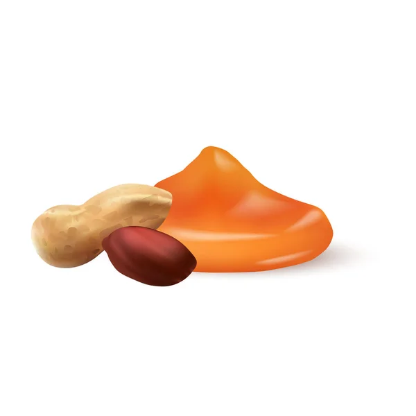 Ilustração vetorial de amendoim e caramelo 3d —  Vetores de Stock