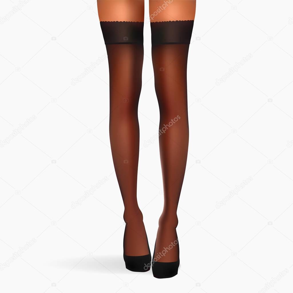 Realistic Vector Sexy Stockings. Woman Legs.