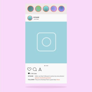 Fotoğraf uygulaması için vektör çerçeve. Sosyal medya kavramı ve arabirimi