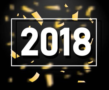 2018 yeni yıl metin tasarım. Vektör çizim. Afiş, el ilanı, tebrik kartı, afiş için.