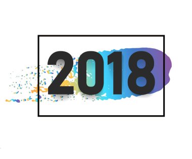 2018 yeni yıl metin tasarım. Vektör çizim. Afiş, el ilanı, tebrik kartı, afiş için.