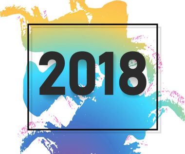 2018 yeni yıl metin tasarım. Vektör çizim. Afiş, el ilanı, tebrik kartı, afiş için.