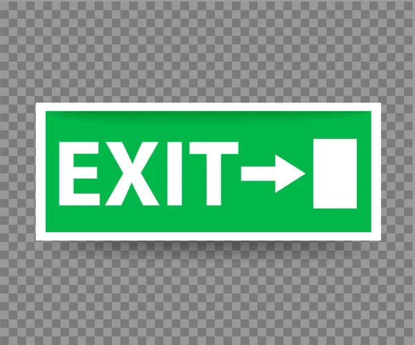 Emergency Exit Sign with Green Color on transparent background. — Stock Vector
